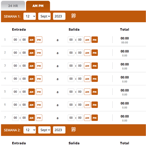 Calculadora de hoja de horas trabajadas