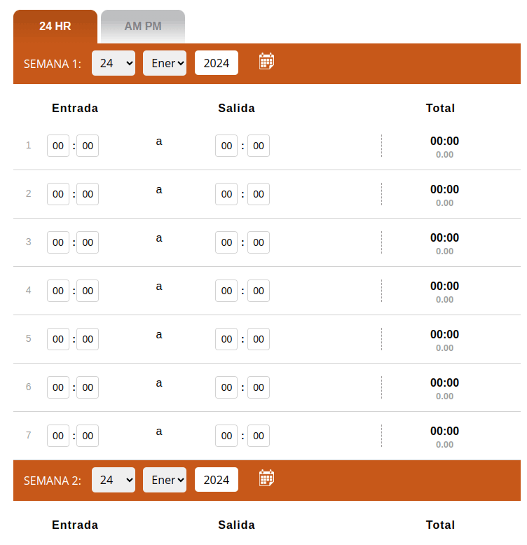 Calculadora de hoja de horas trabajadas