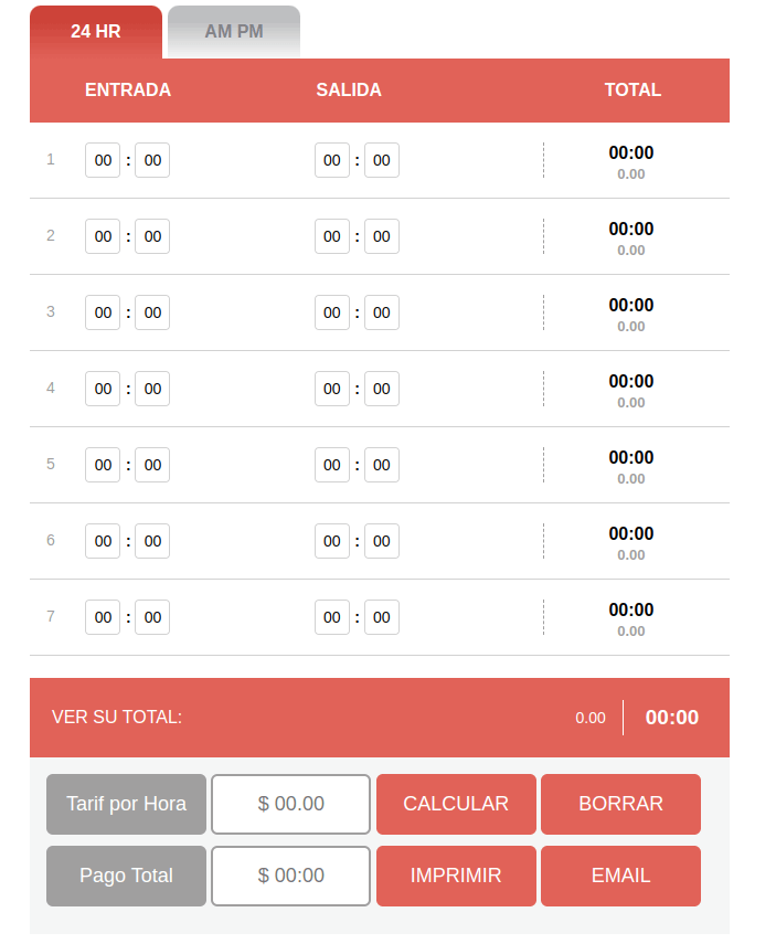 Calculadora de tarjeta de registro horario